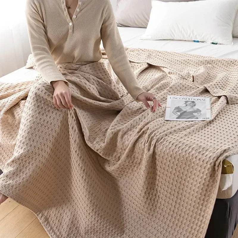100% Cotton Summer Waffle Knit Breathable Blanket - Sleep Galleria