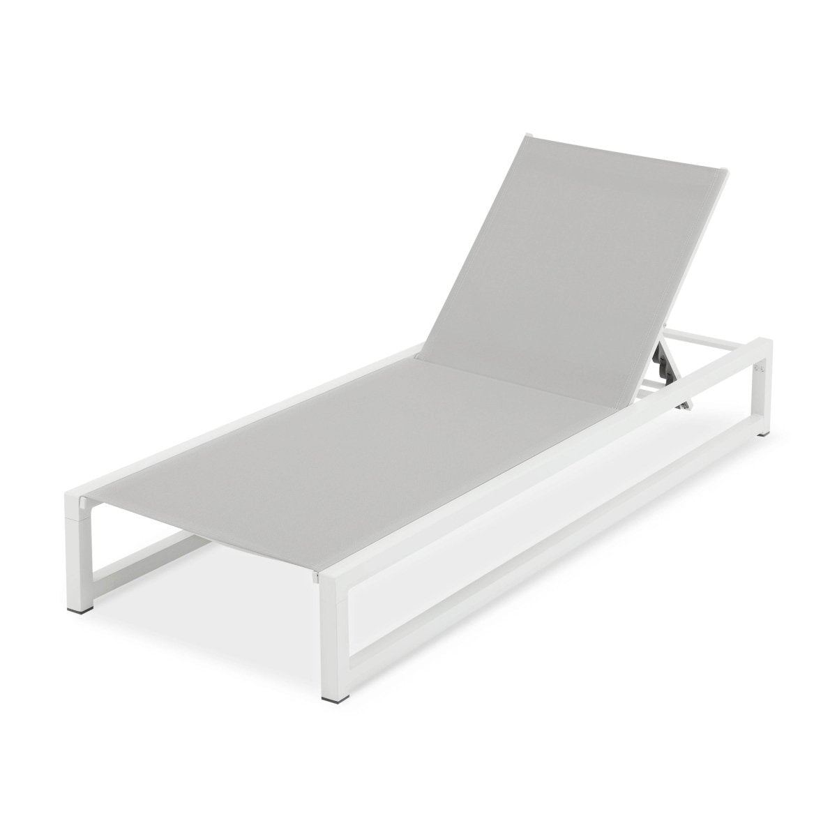 2 - Piece Adjustable Outdoor Aluminum Frame Textilene Chaise Lounge - Driftwood - Omega Lifestyles