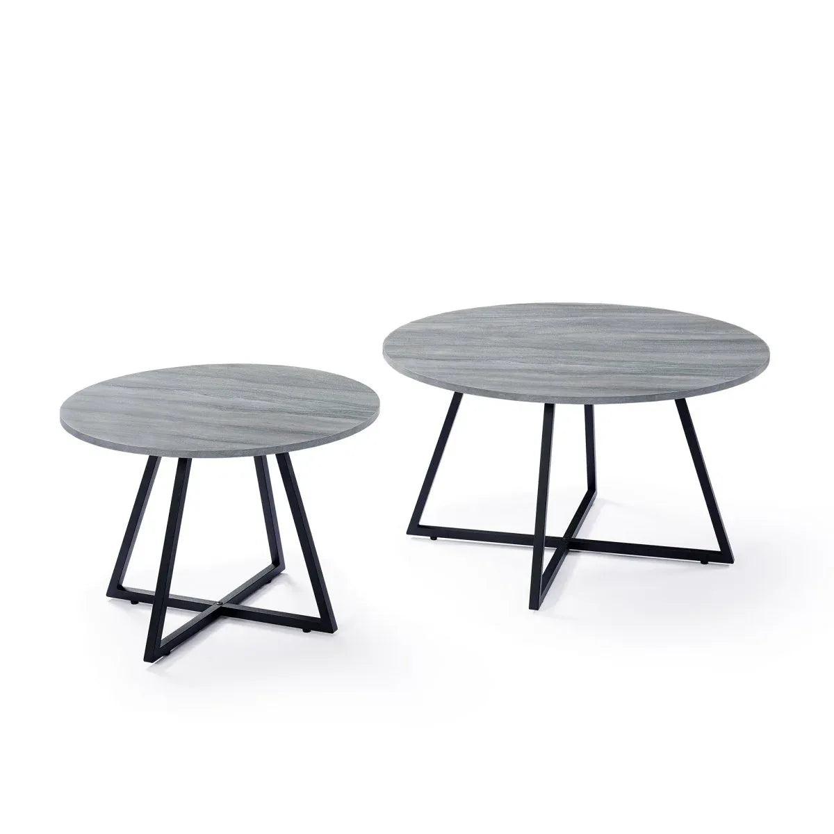 2-Piece Modern Round Scandinavian Nesting Coffee Table Set - Omega Lifestyles