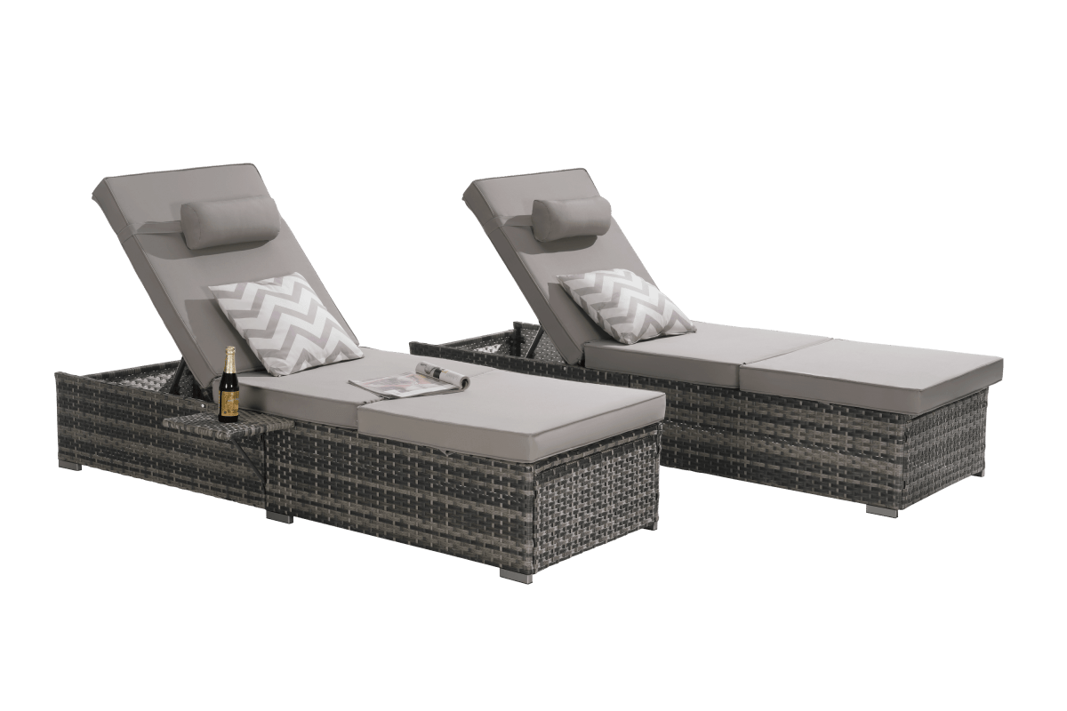 2-Piece Outdoor Rattan Chaise Lounge Chair Set - Omega Lifestyles