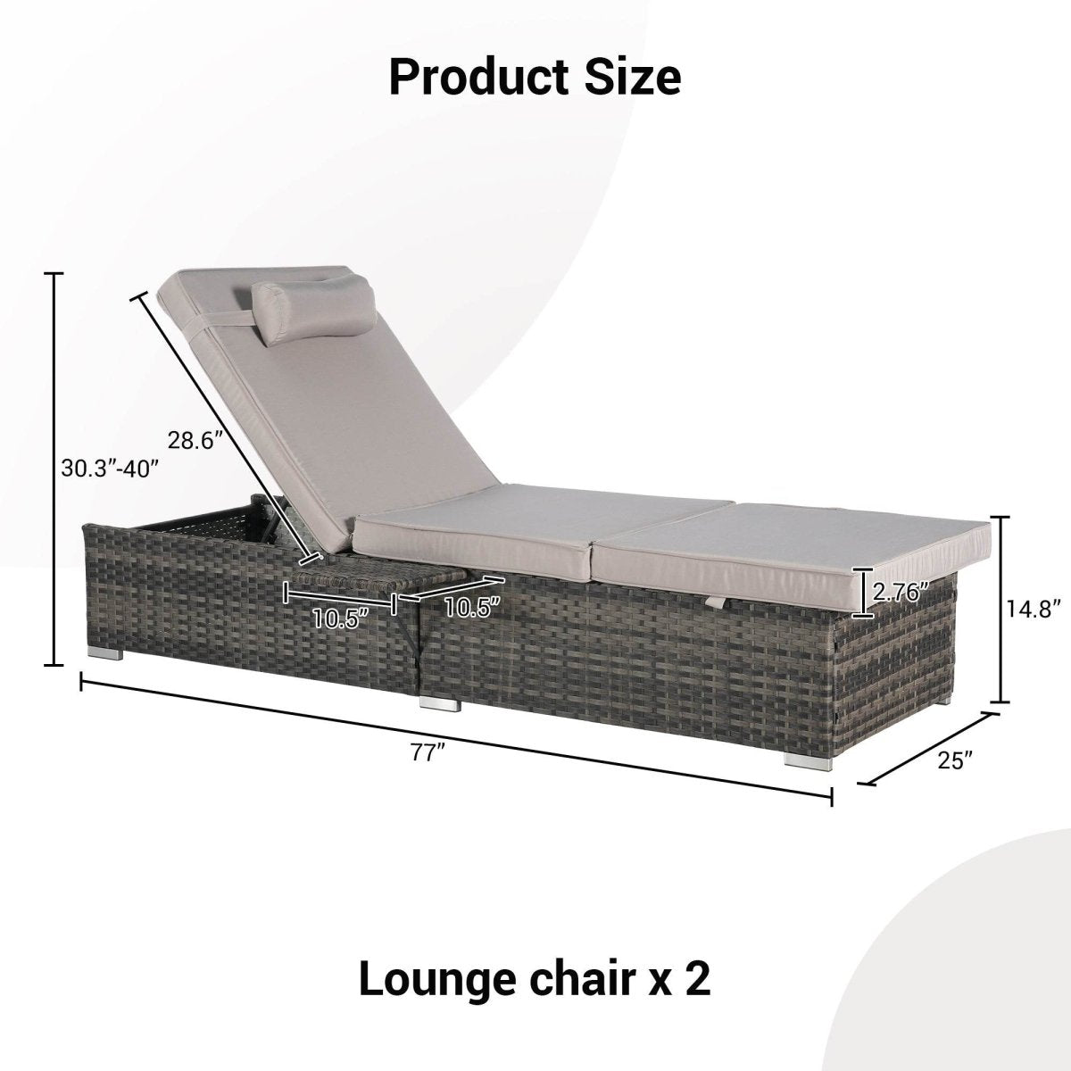 2-Piece Outdoor Rattan Chaise Lounge Chair Set - Omega Lifestyles