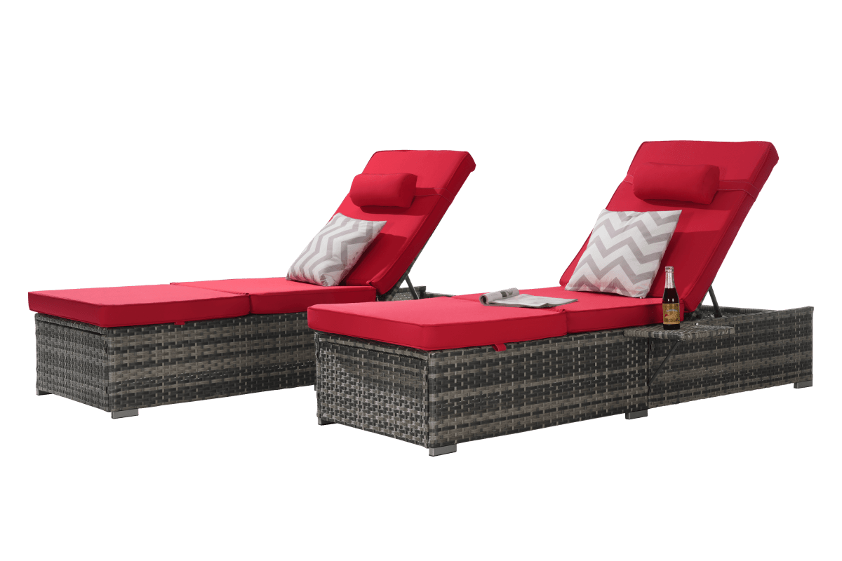 2-Piece Outdoor Rattan Chaise Lounge Chair Set - Omega Lifestyles