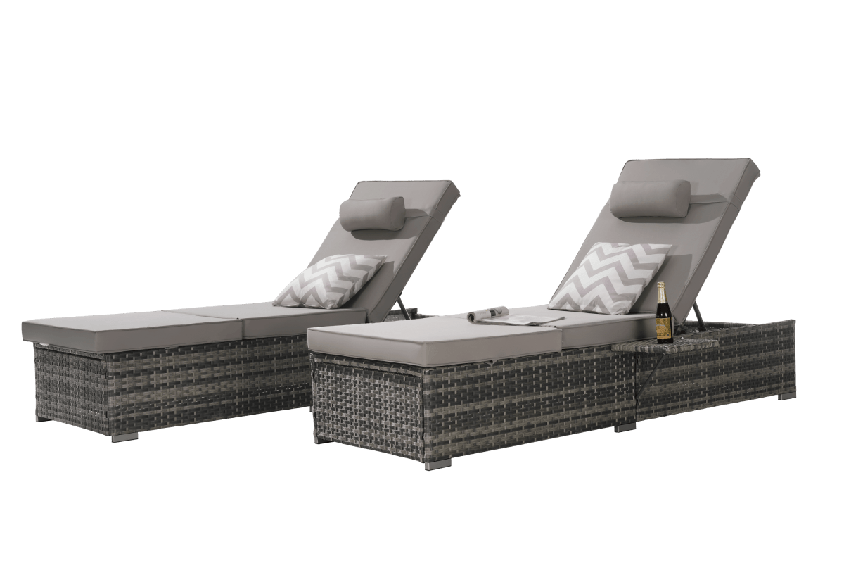 2-Piece Outdoor Rattan Chaise Lounge Chair Set - Omega Lifestyles