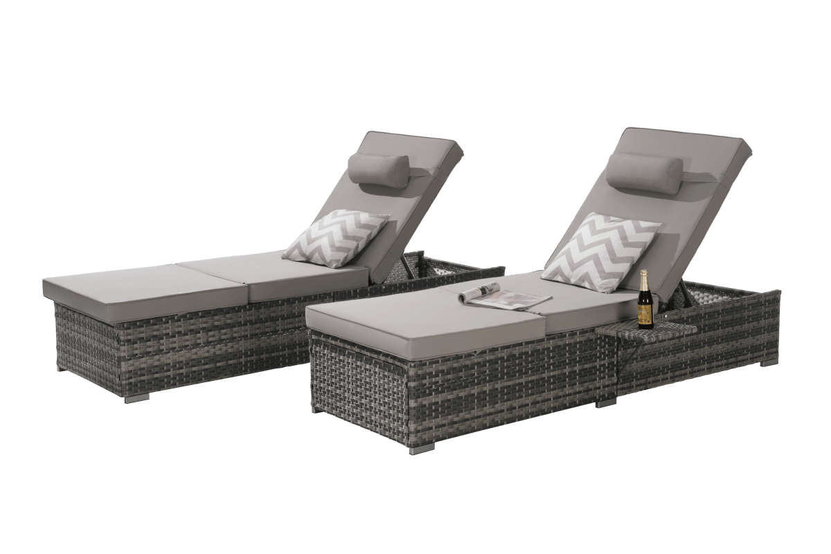 2-Piece Outdoor Rattan Chaise Lounge Chair Set - Omega Lifestyles