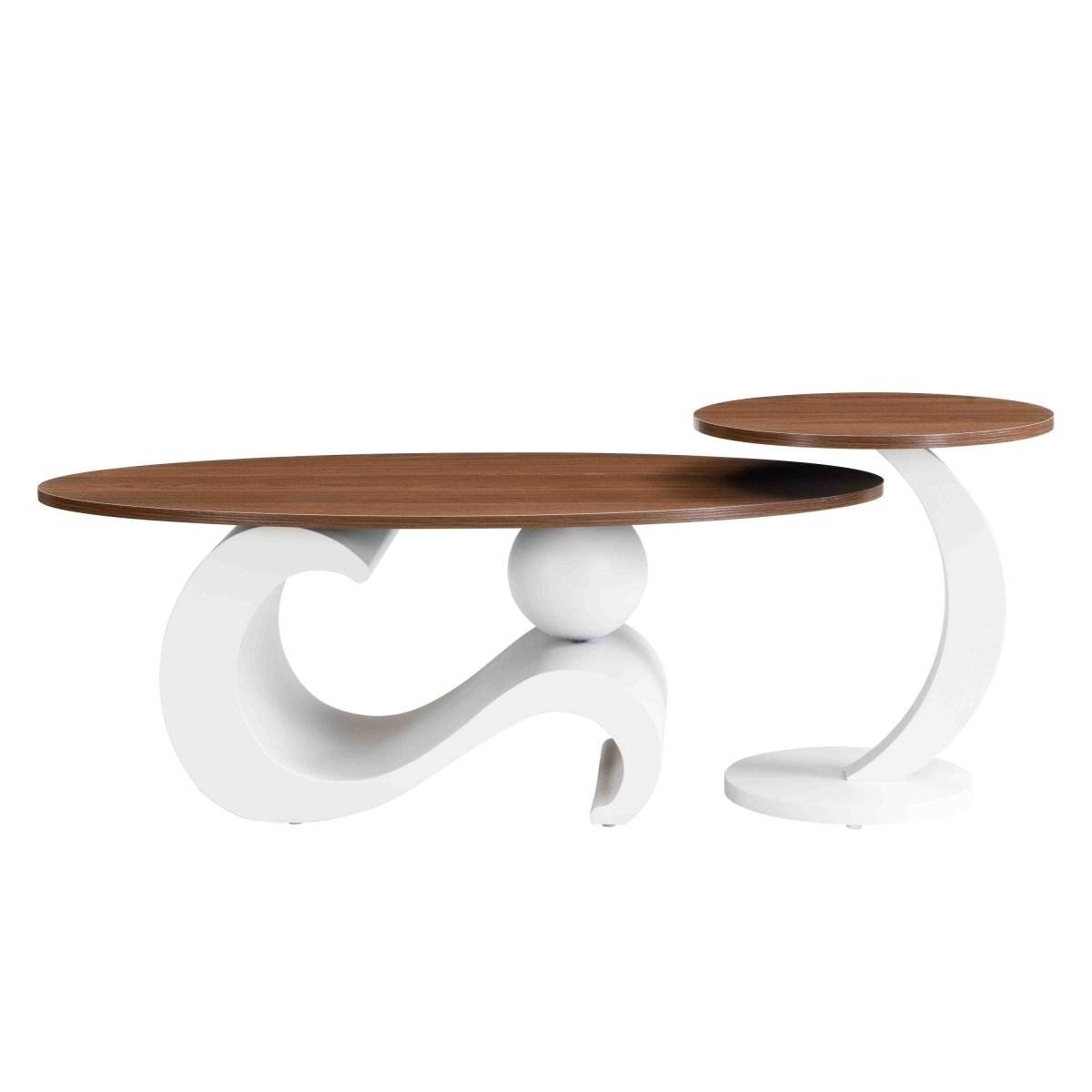 2-Piece White Oval And Round Nesting Coffee Tables - Sleep Galleria