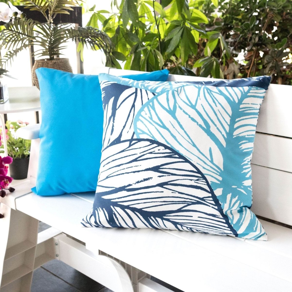 20x20 Weather Resistant Indigo Outdoor Polyester Pillow - Driftwood - Omega Lifestyles