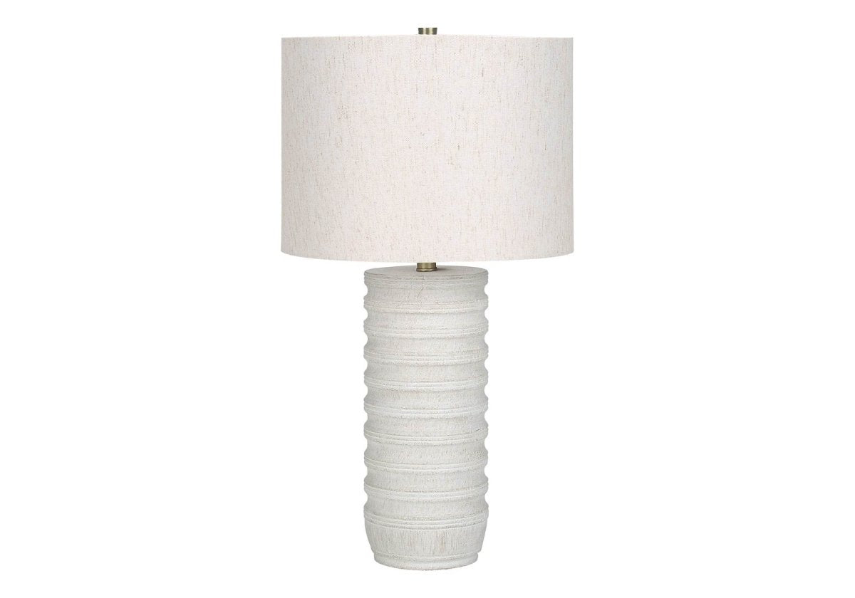 28-Inch Cream Resin Cylinder Table Lamp - Sleep Galleria
