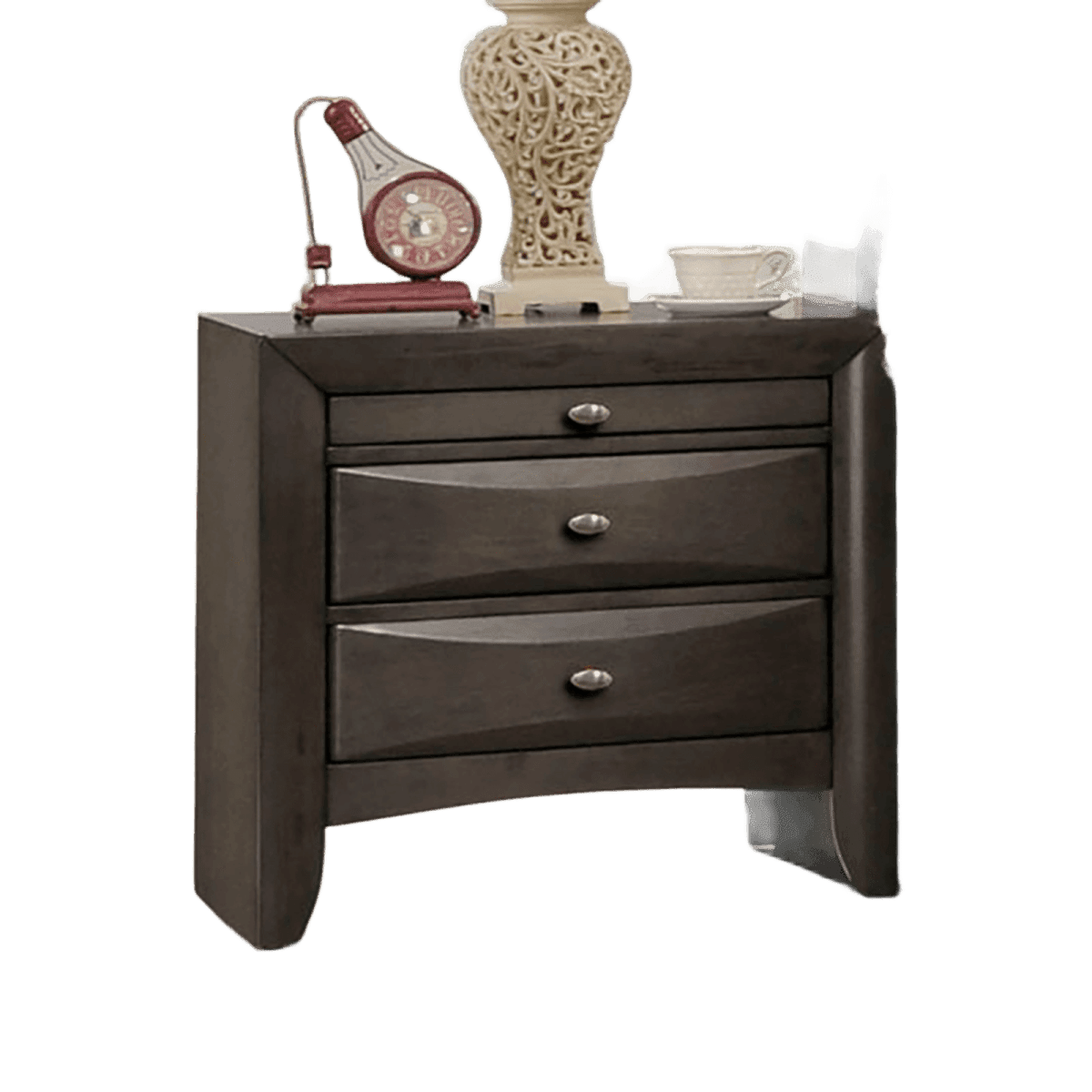 3-Piece Contemporary Gray Wood King Bedroom Set - Omega Lifestyles