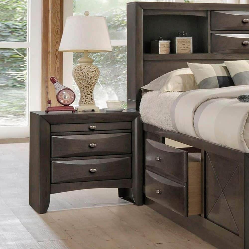 3-Piece Contemporary Gray Wood King Bedroom Set - Omega Lifestyles