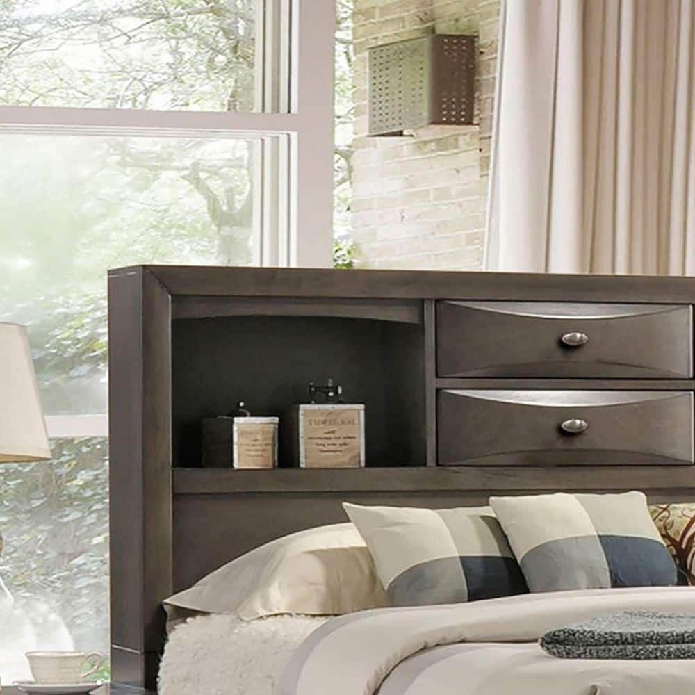 3-Piece Contemporary Gray Wood King Bedroom Set - Omega Lifestyles