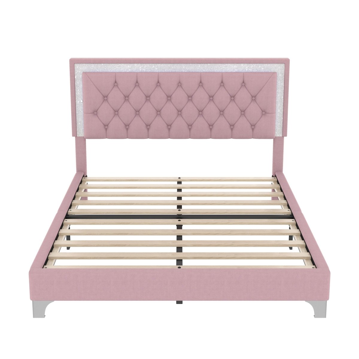 3-Piece Pink Upholstered Bedroom Set With LED Lights - Sleep Galleria