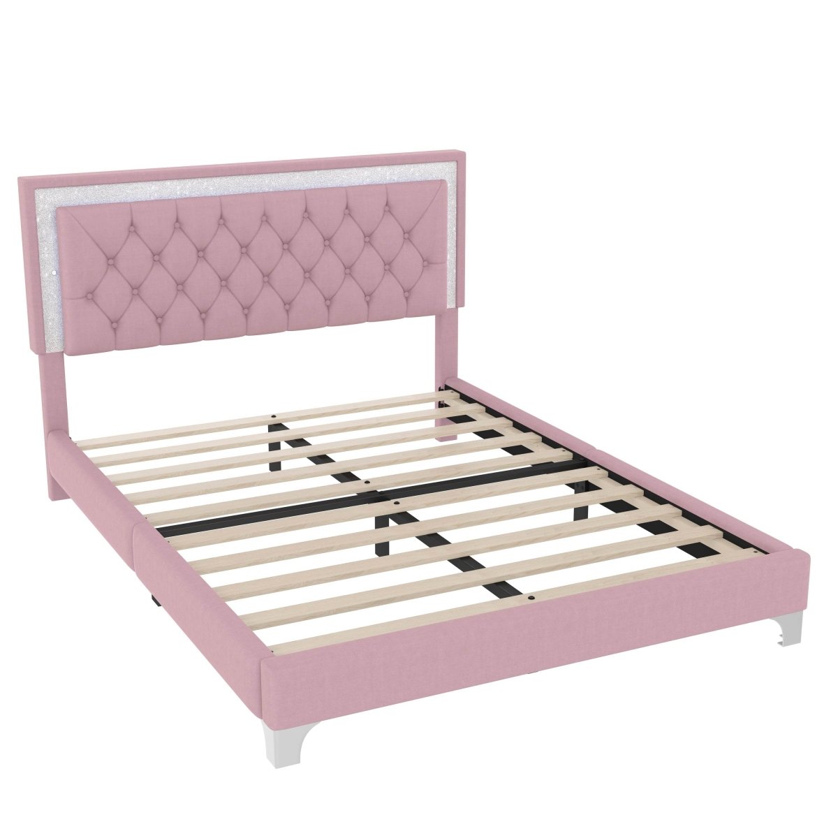 3-Piece Pink Upholstered Bedroom Set With LED Lights - Sleep Galleria
