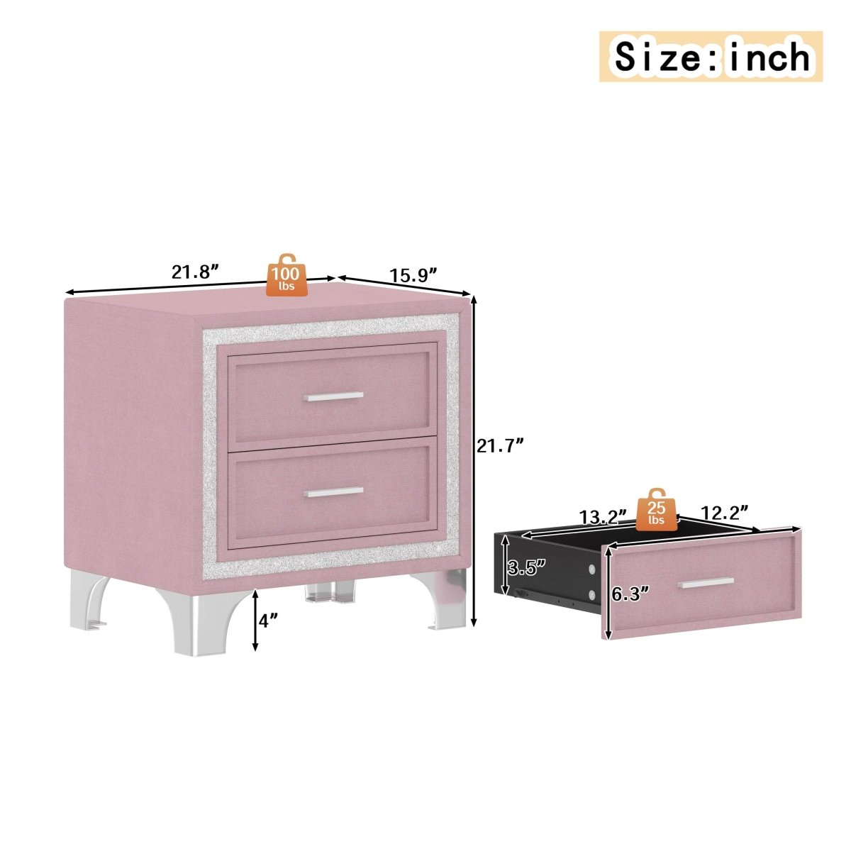 3-Piece Pink Upholstered Bedroom Set With LED Lights - Sleep Galleria