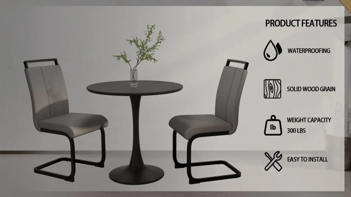 31.5-Inch Black MDF Tulip Round Dining Table Set - Omega Lifestyles