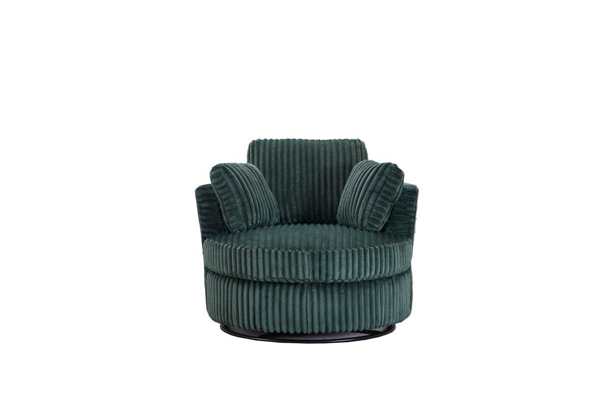 360-Degree Swivel Plush Corduroy Accent Chair With Pillows - Sleep Galleria
