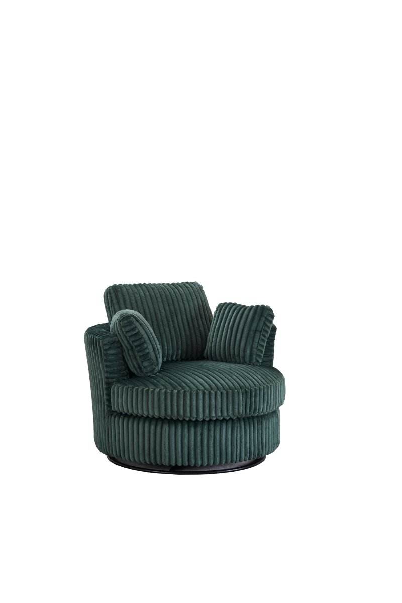 360-Degree Swivel Plush Corduroy Accent Chair With Pillows - Sleep Galleria