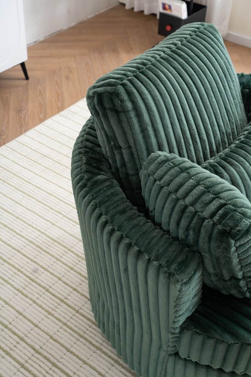 360-Degree Swivel Plush Corduroy Accent Chair With Pillows - Sleep Galleria