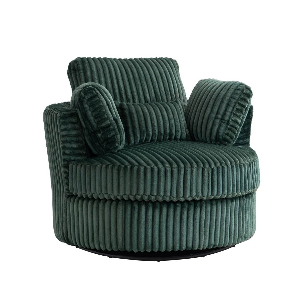 360-Degree Swivel Plush Corduroy Accent Chair With Pillows - Sleep Galleria