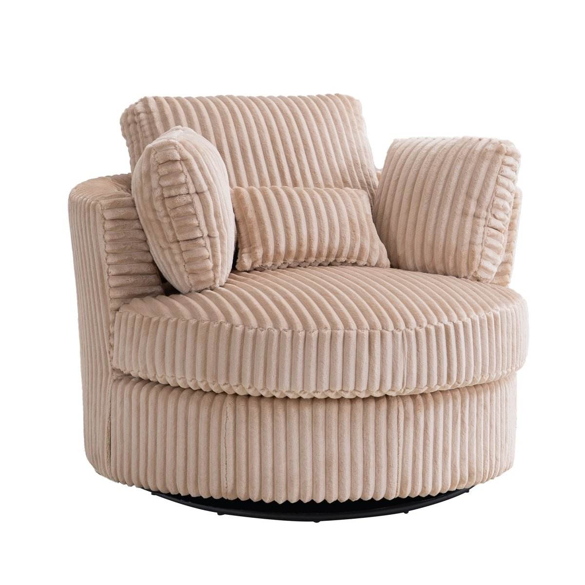 360-Degree Swivel Plush Corduroy Accent Chair With Pillows - Omega Lifestyles