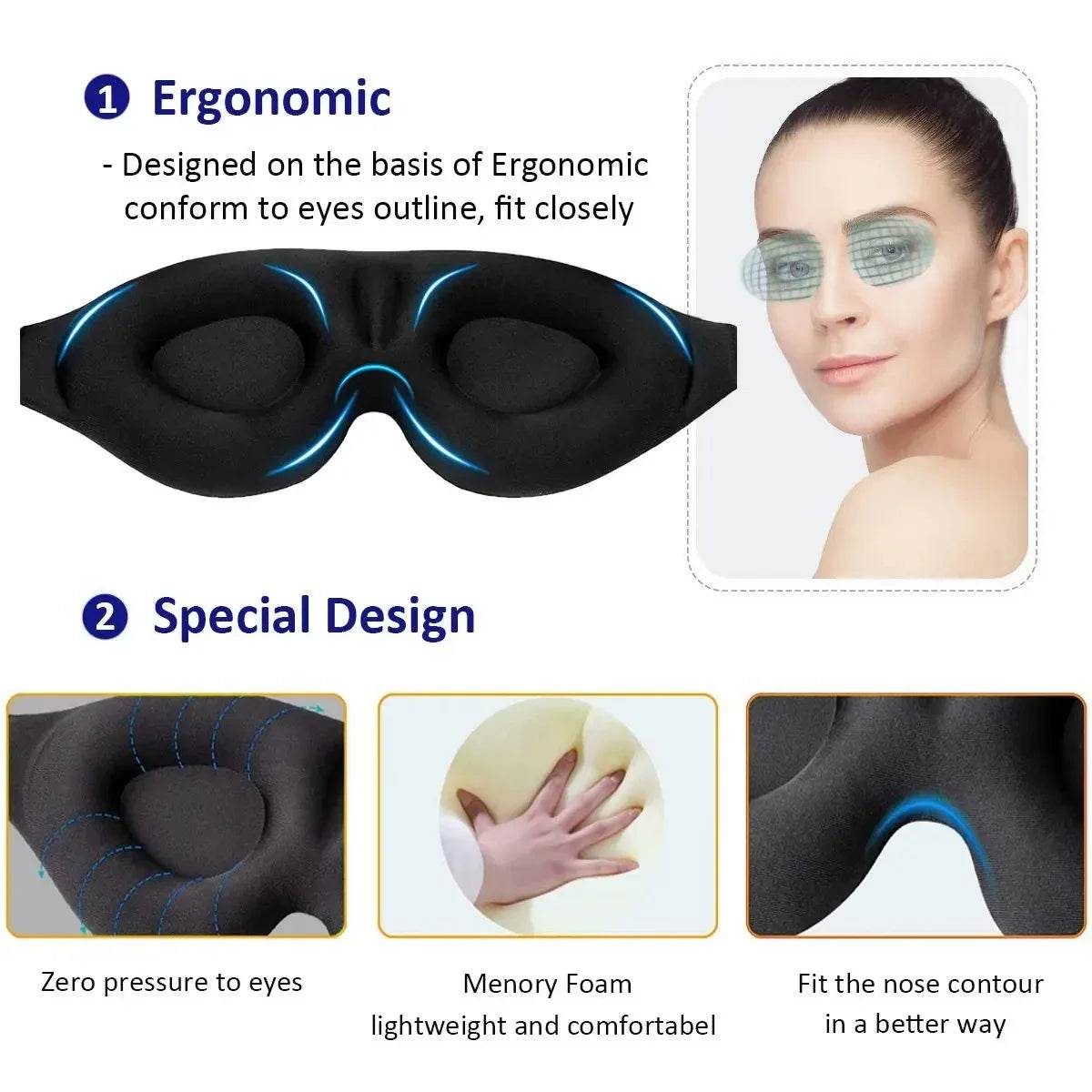 3D Contoured Sleep Mask Blackout Eye Cover - Sleep Galleria