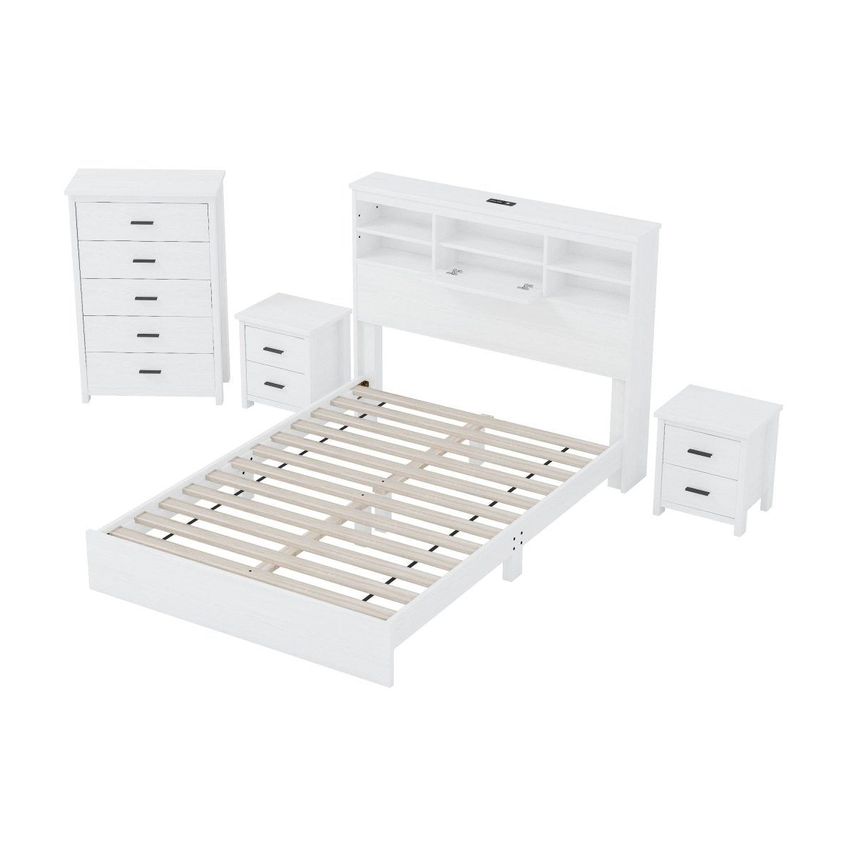 4-Piece American Traditional White Solid Wood Bedroom Set - Omega Lifestyles