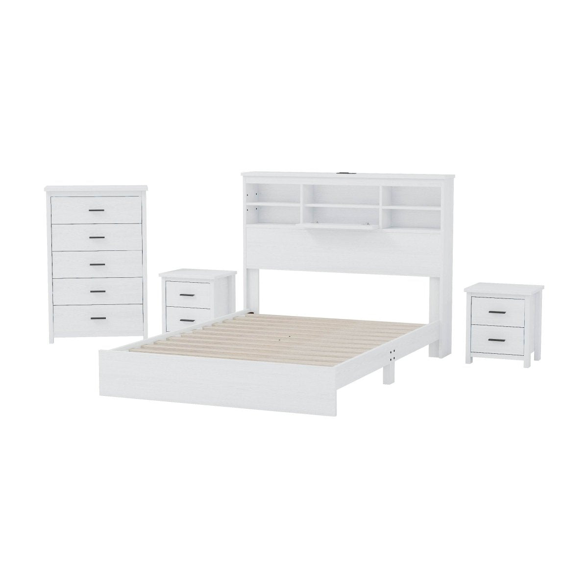 4-Piece American Traditional White Solid Wood Bedroom Set - Omega Lifestyles