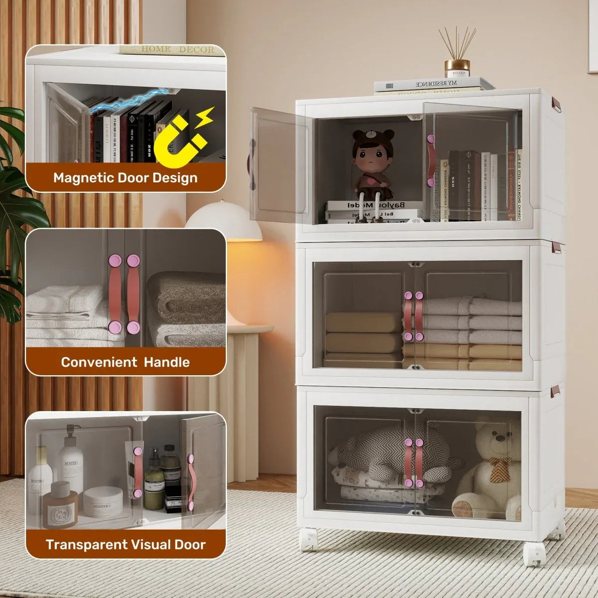 4-Tier Foldable Heavy-Duty PP Plastic Storage Cabinet - Omega Lifestyles