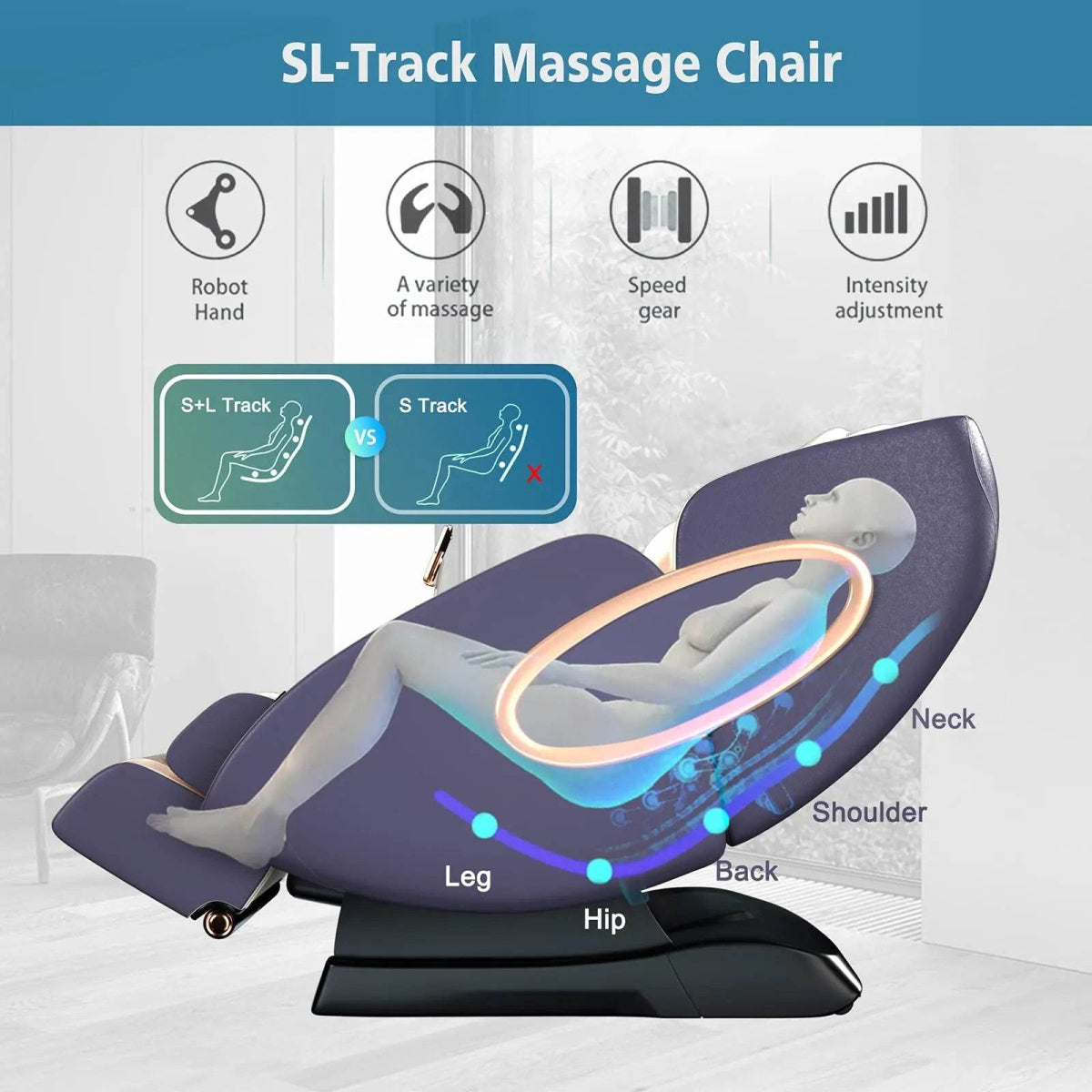 4D Zero Gravity SL-Track Full Body Shiatsu Massage Chair - Omega Lifestyles