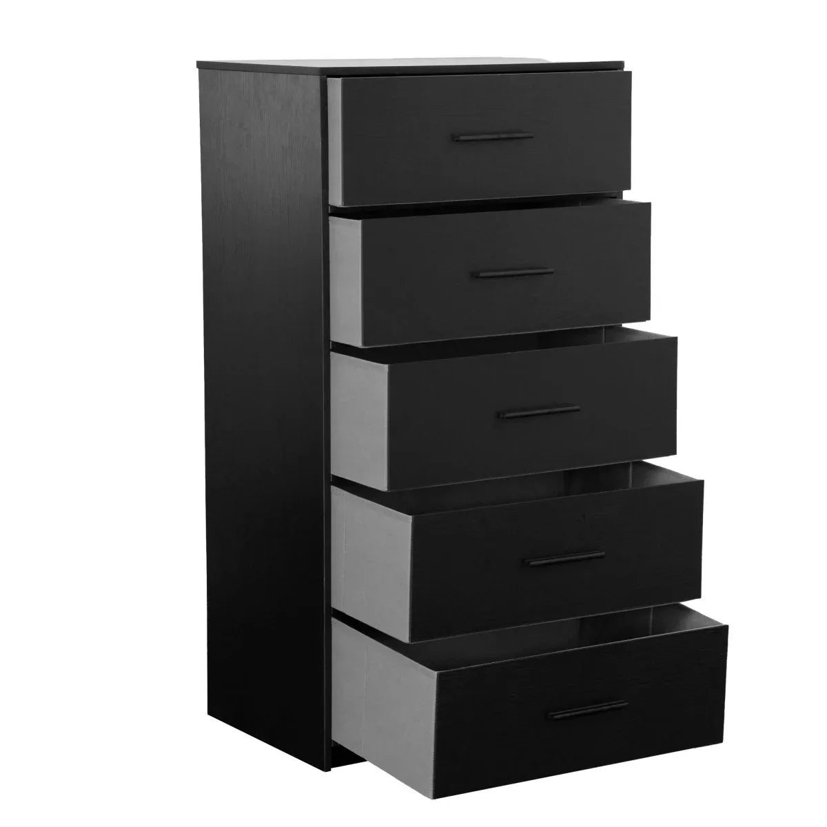 5-Drawer Modern Fabric Storage Dresser Black - Omega Lifestyles