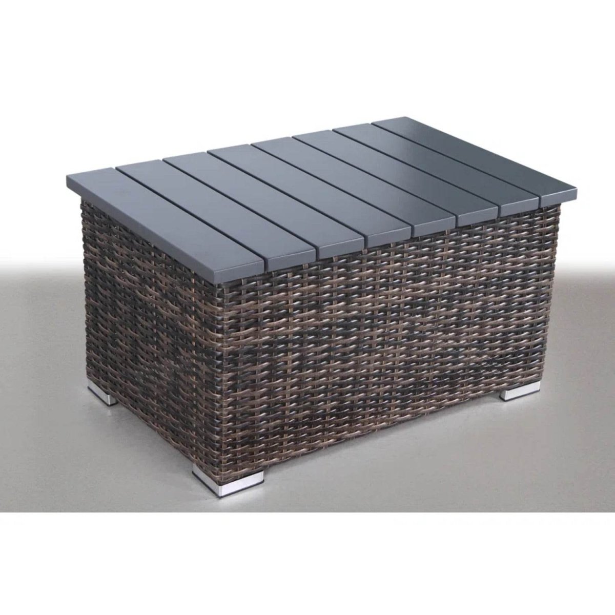 5 - Piece All - Weather Wicker Sectional Seating Group With Cushions - Driftwood - Omega Lifestyles