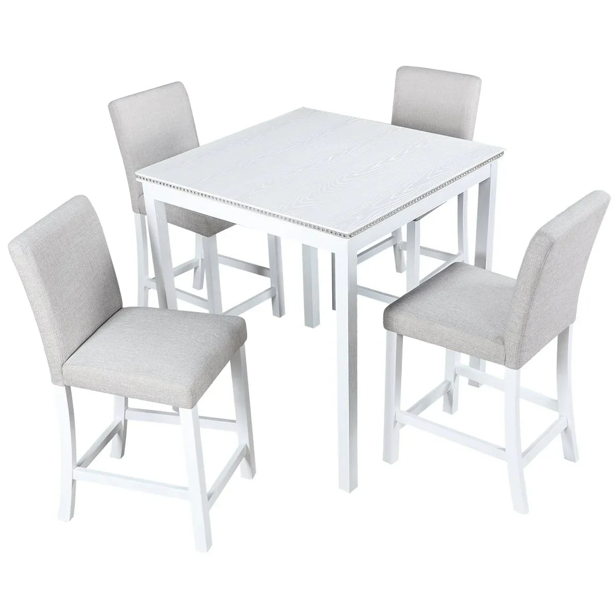 5-Piece Counter Height Square Wooden Dining Table Set - Omega Lifestyles