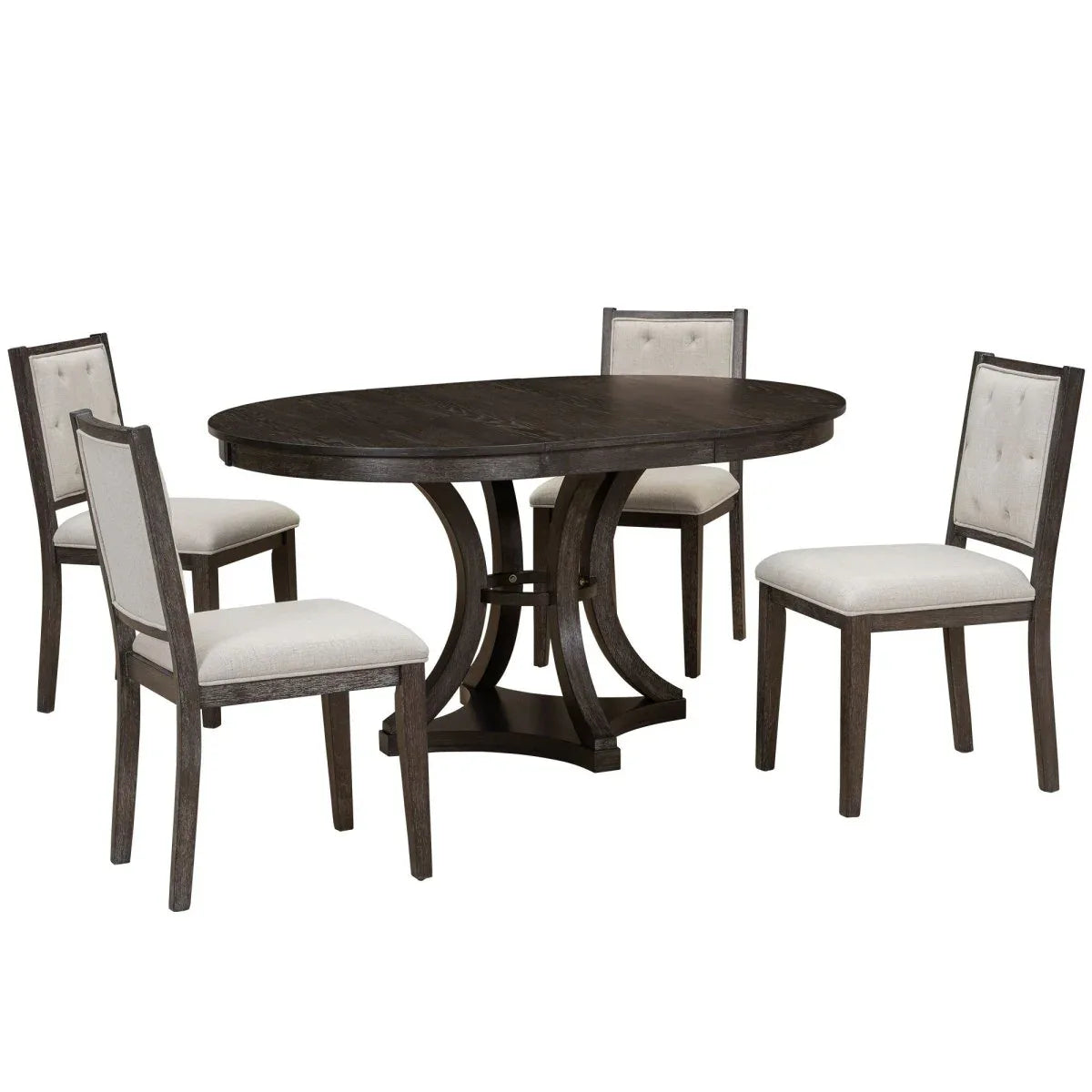 5-Piece Extendable Round Dining Table Set With Upholstered Chairs - Omega Lifestyles
