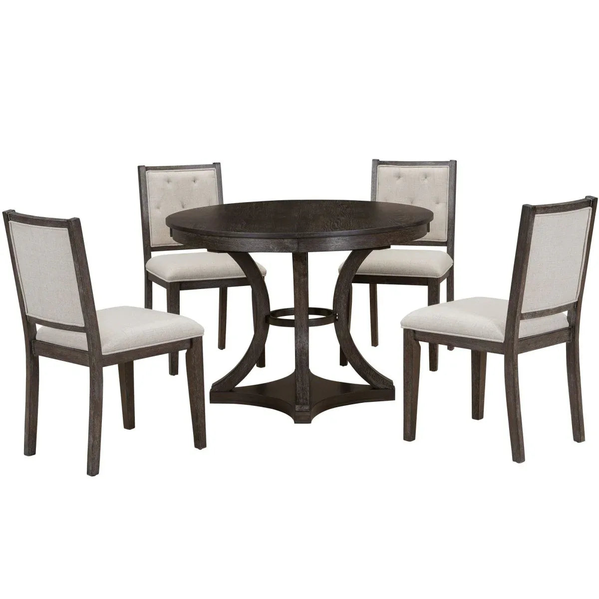 5-Piece Extendable Round Dining Table Set With Upholstered Chairs - Omega Lifestyles