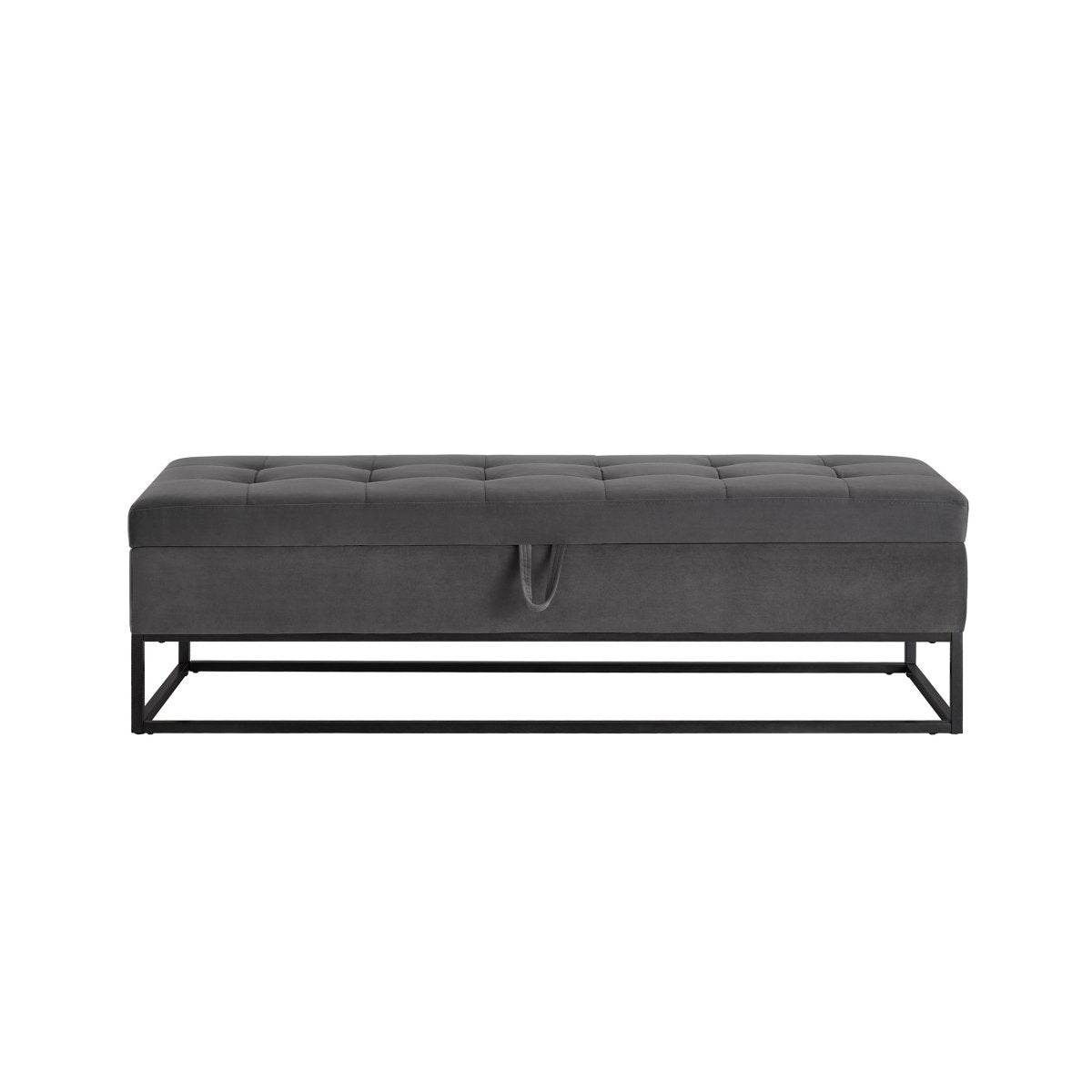 58-Inch Velvet Storage Bench With Metal Base - Sleep Galleria