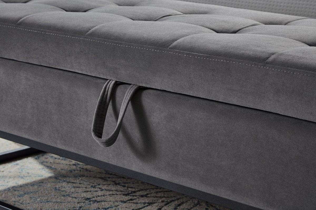58-Inch Velvet Storage Bench With Metal Base - Sleep Galleria