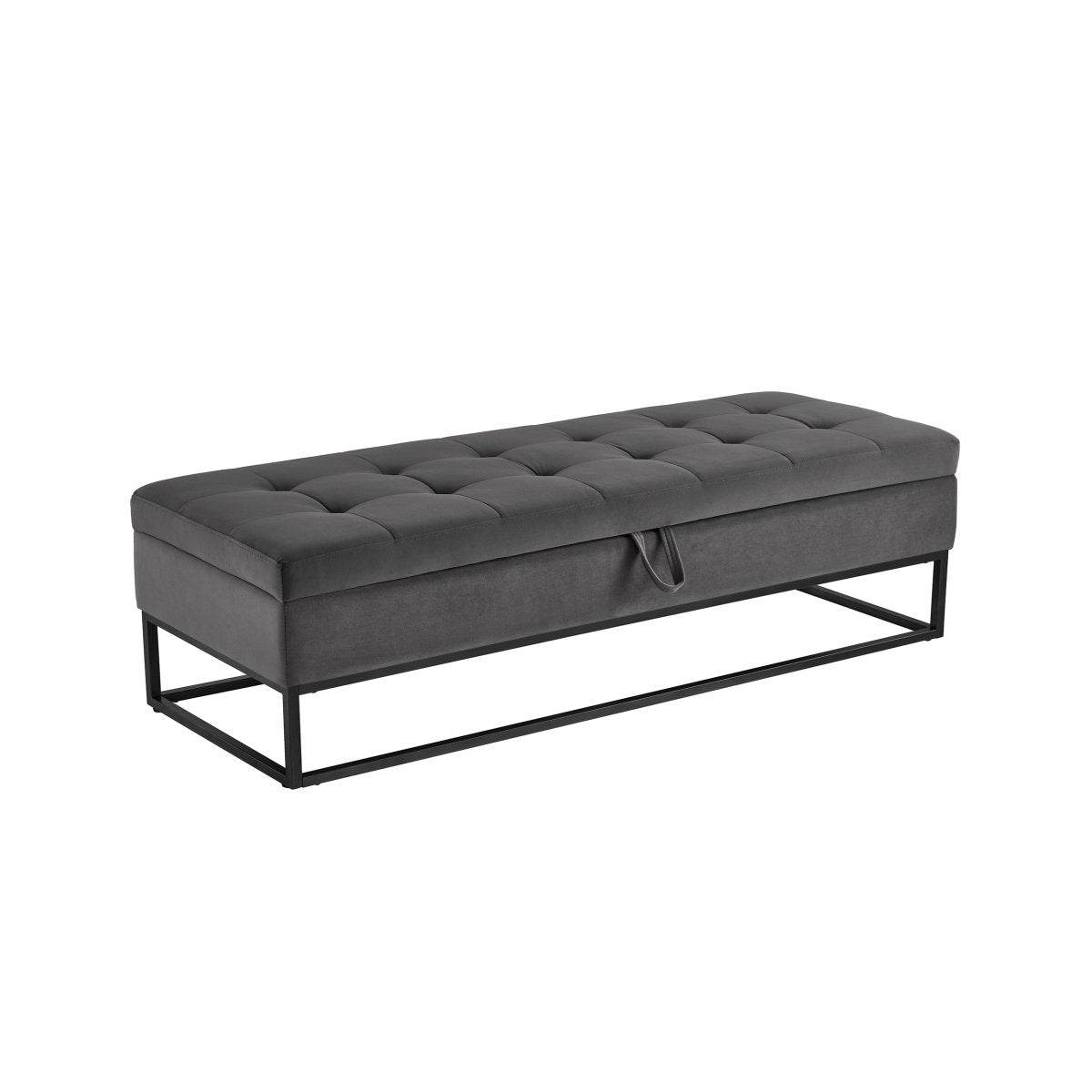 58-Inch Velvet Storage Bench With Metal Base - Sleep Galleria
