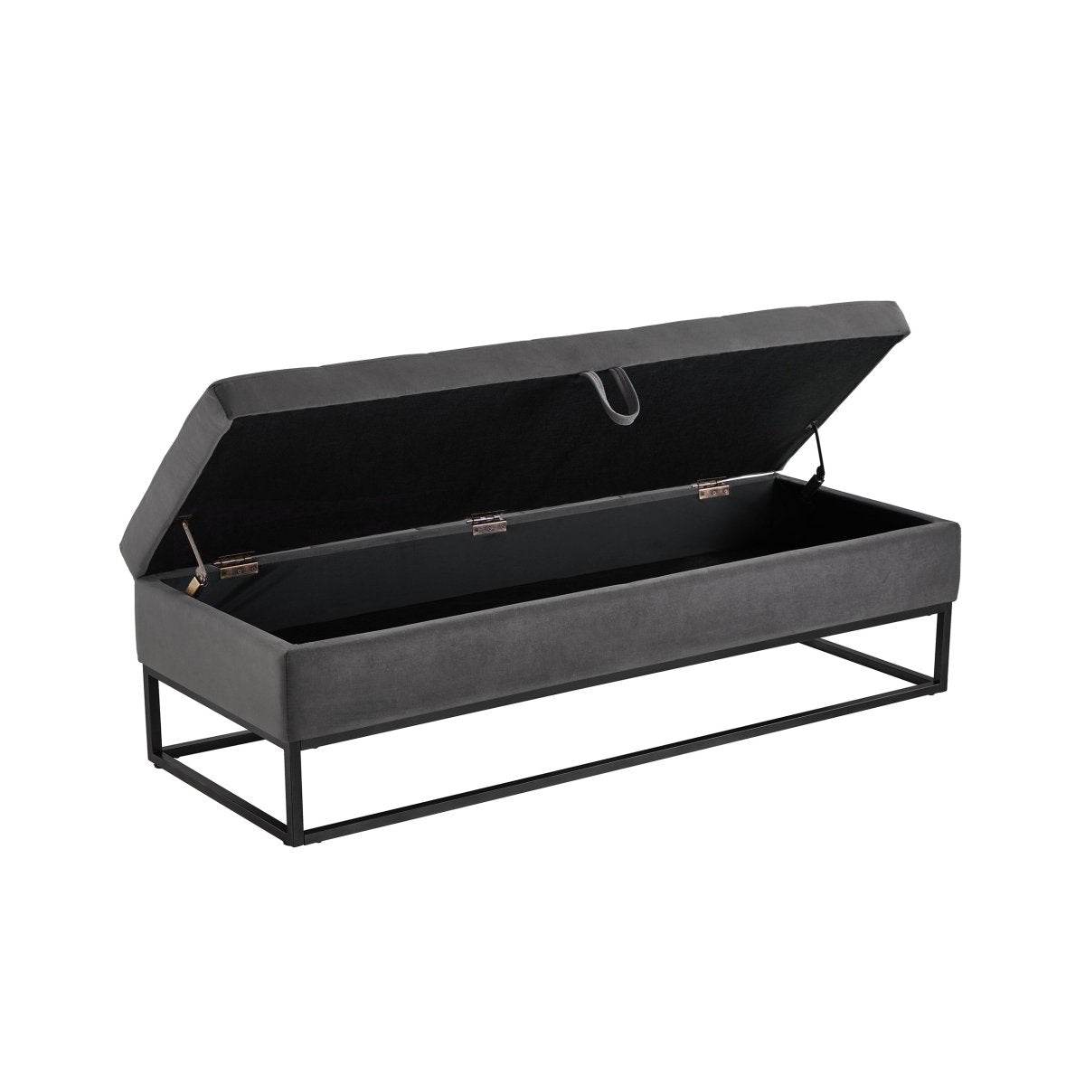 58-Inch Velvet Storage Bench With Metal Base - Sleep Galleria