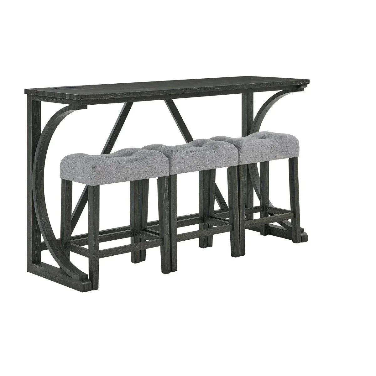 59-Inch Industrial Solid Wood Bar Table And Stools Set - Omega Lifestyles