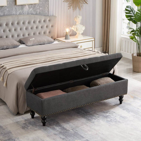 59-Inch Upholstered Storage Bed Bench With Ottoman - Sleep Galleria