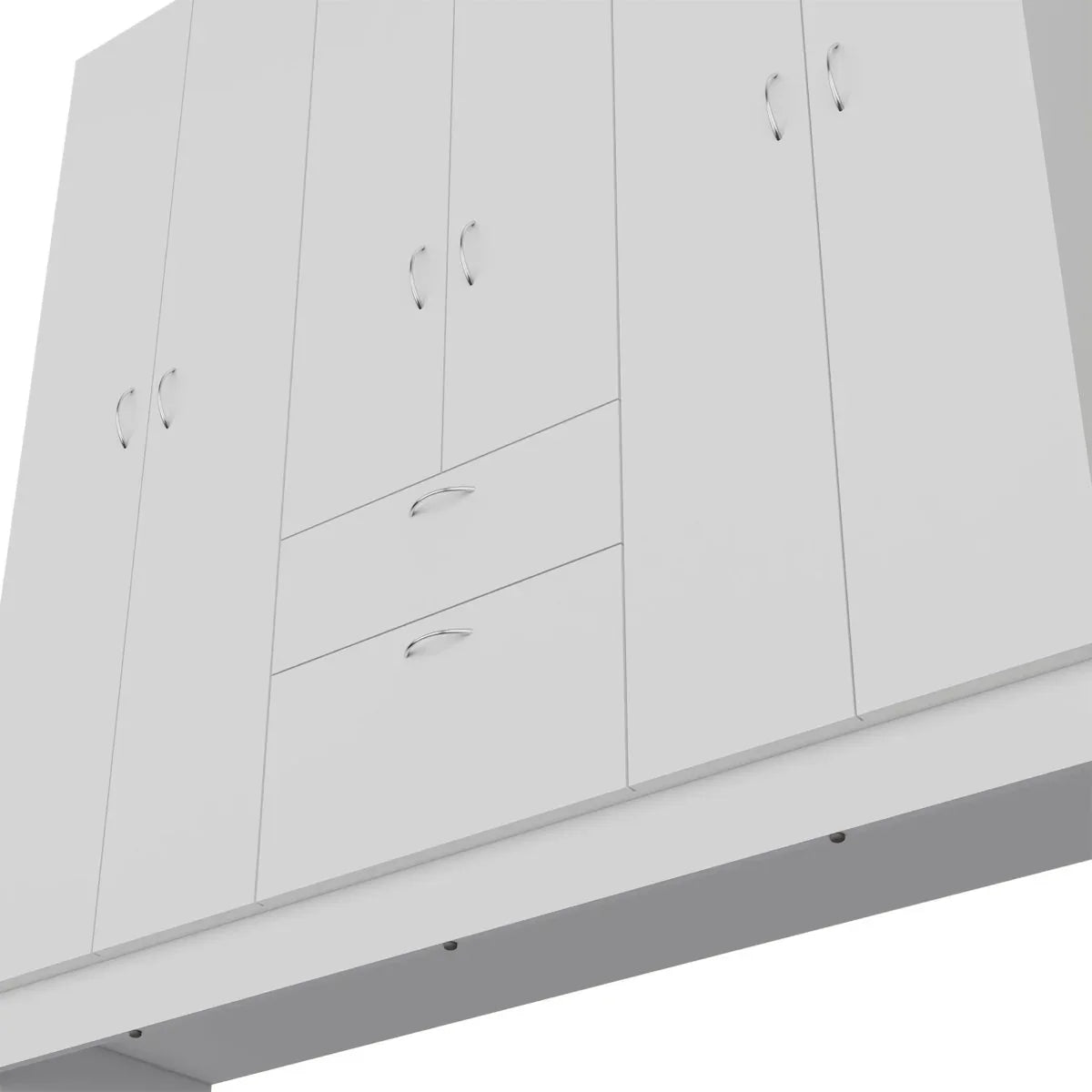 6-Door White Engineered Wood Wardrobe Armoire - Omega Lifestyles