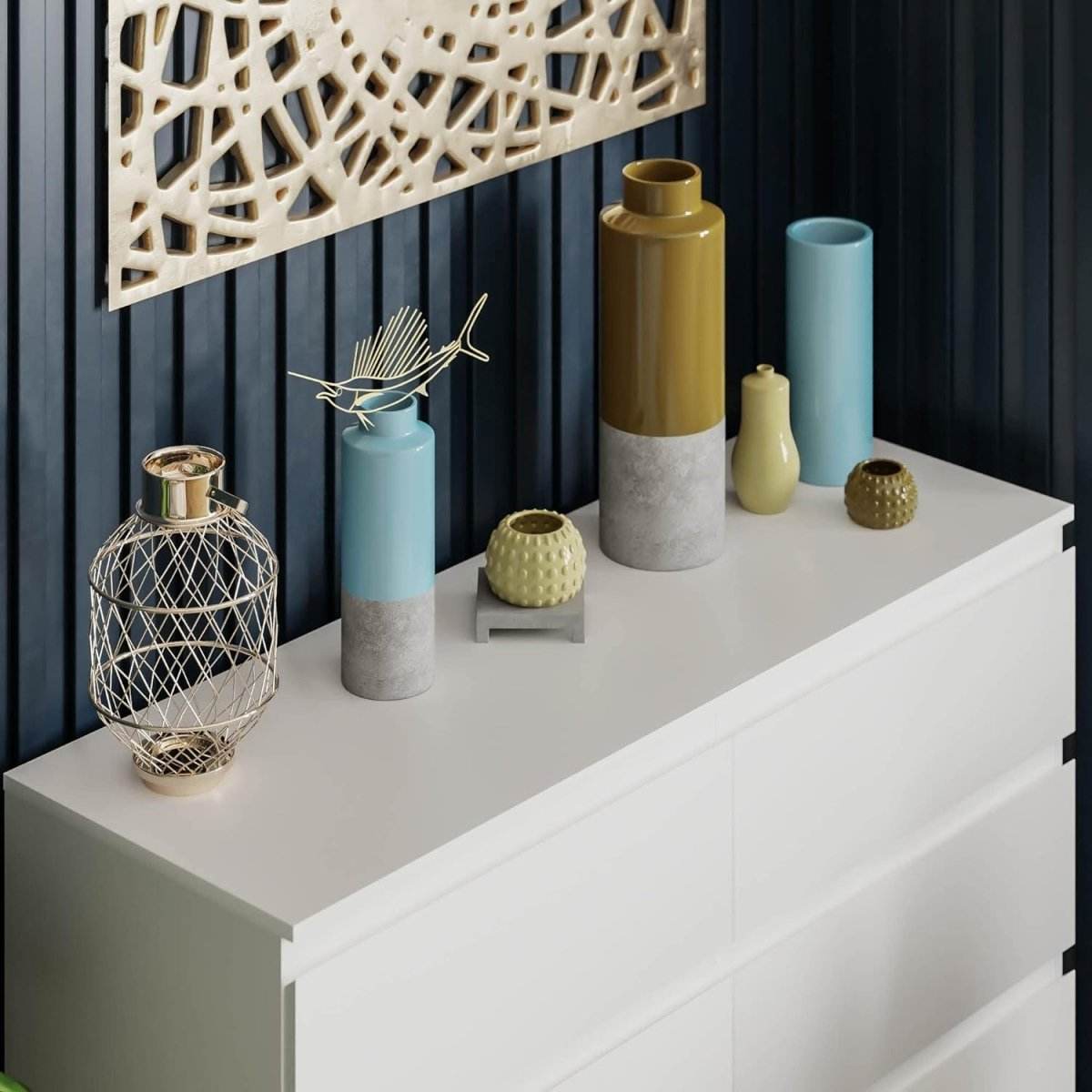 6-Drawer Freestanding White Particle Board Dresser - Sleep Galleria