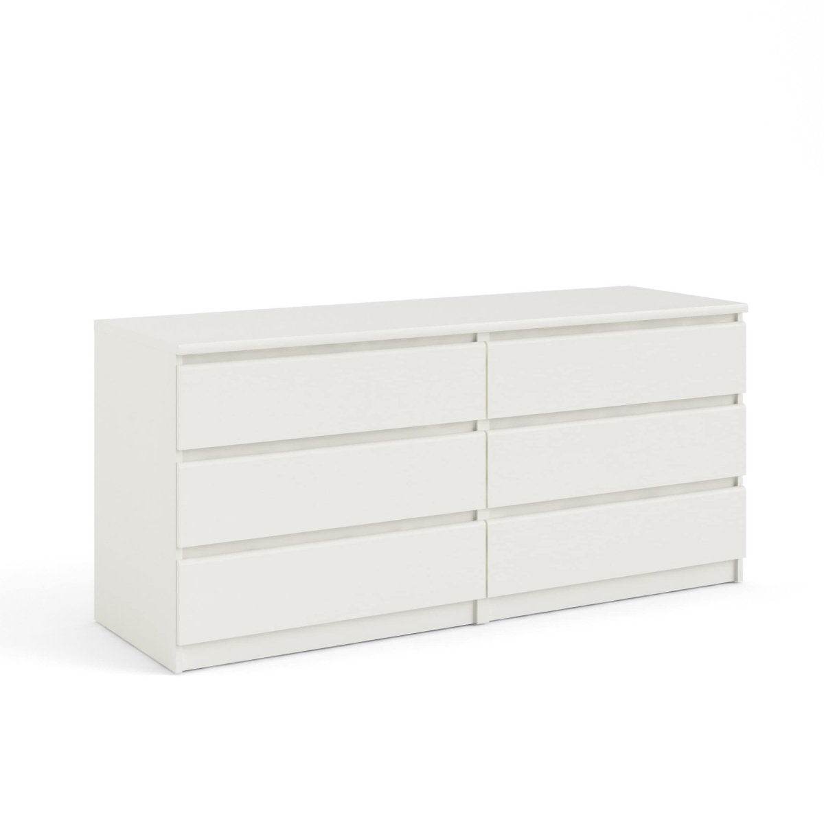 6-Drawer Freestanding White Particle Board Dresser - Sleep Galleria