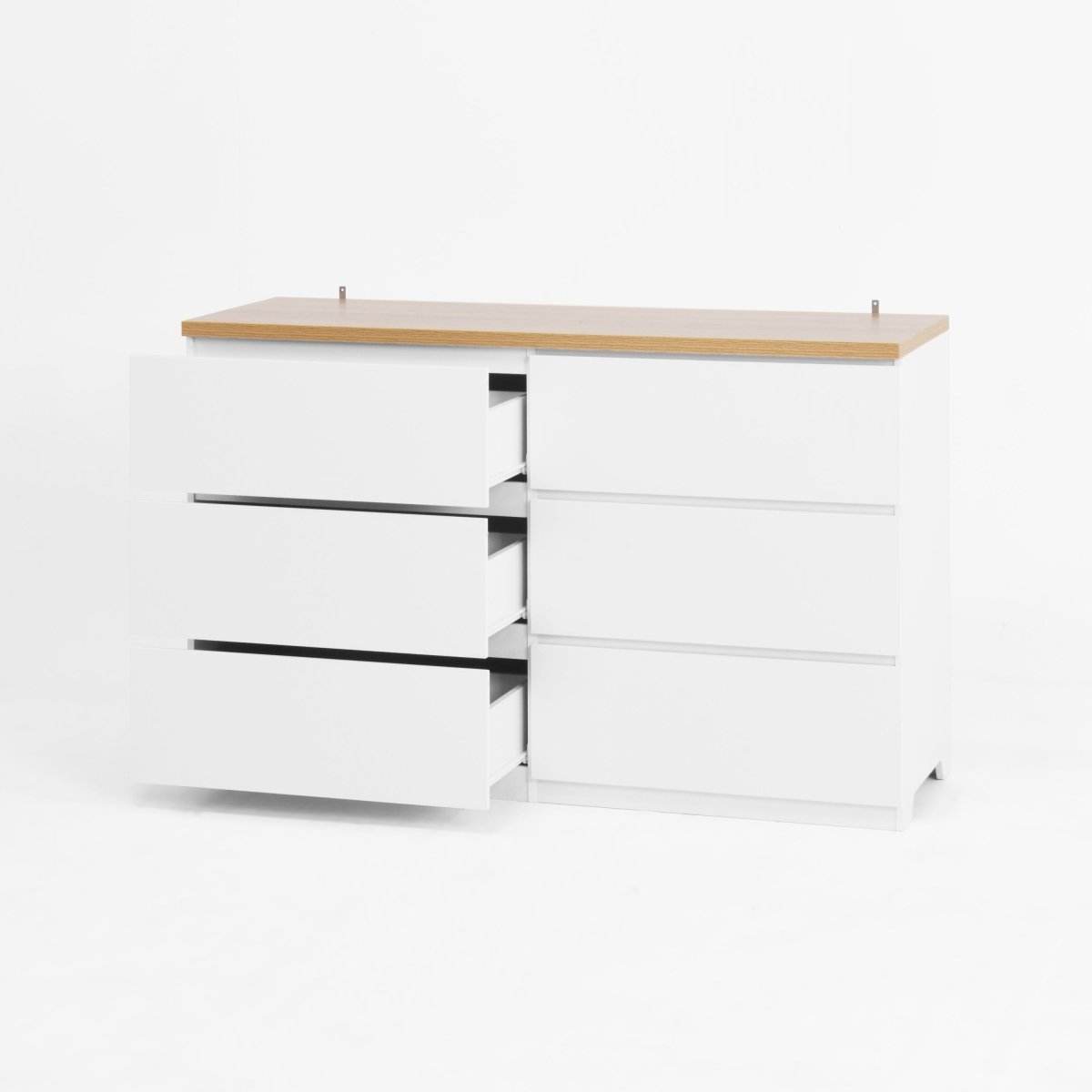 6-Drawer White Particle Board Storage Dresser Cabinet - Sleep Galleria