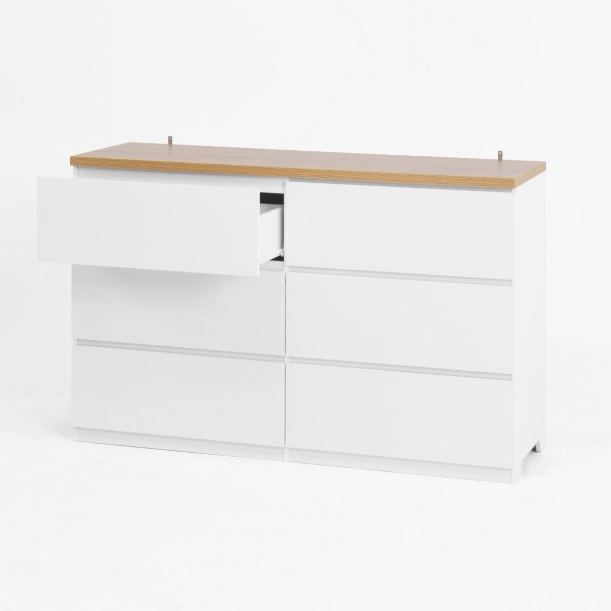 6-Drawer White Particle Board Storage Dresser Cabinet - Sleep Galleria