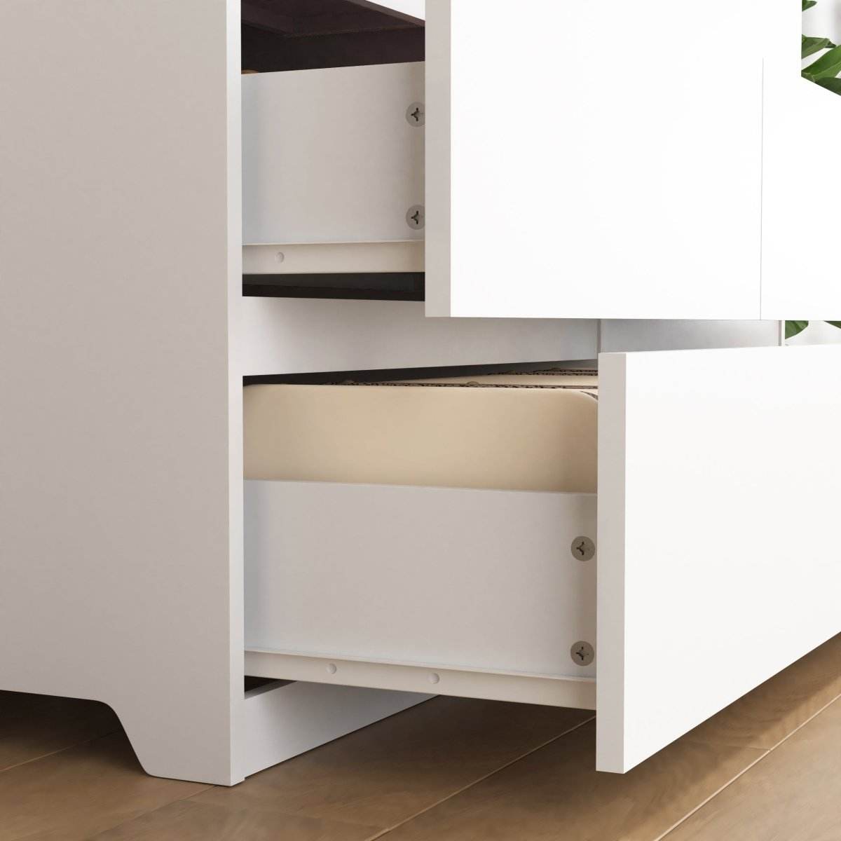 6-Drawer White Particle Board Storage Dresser Cabinet - Sleep Galleria