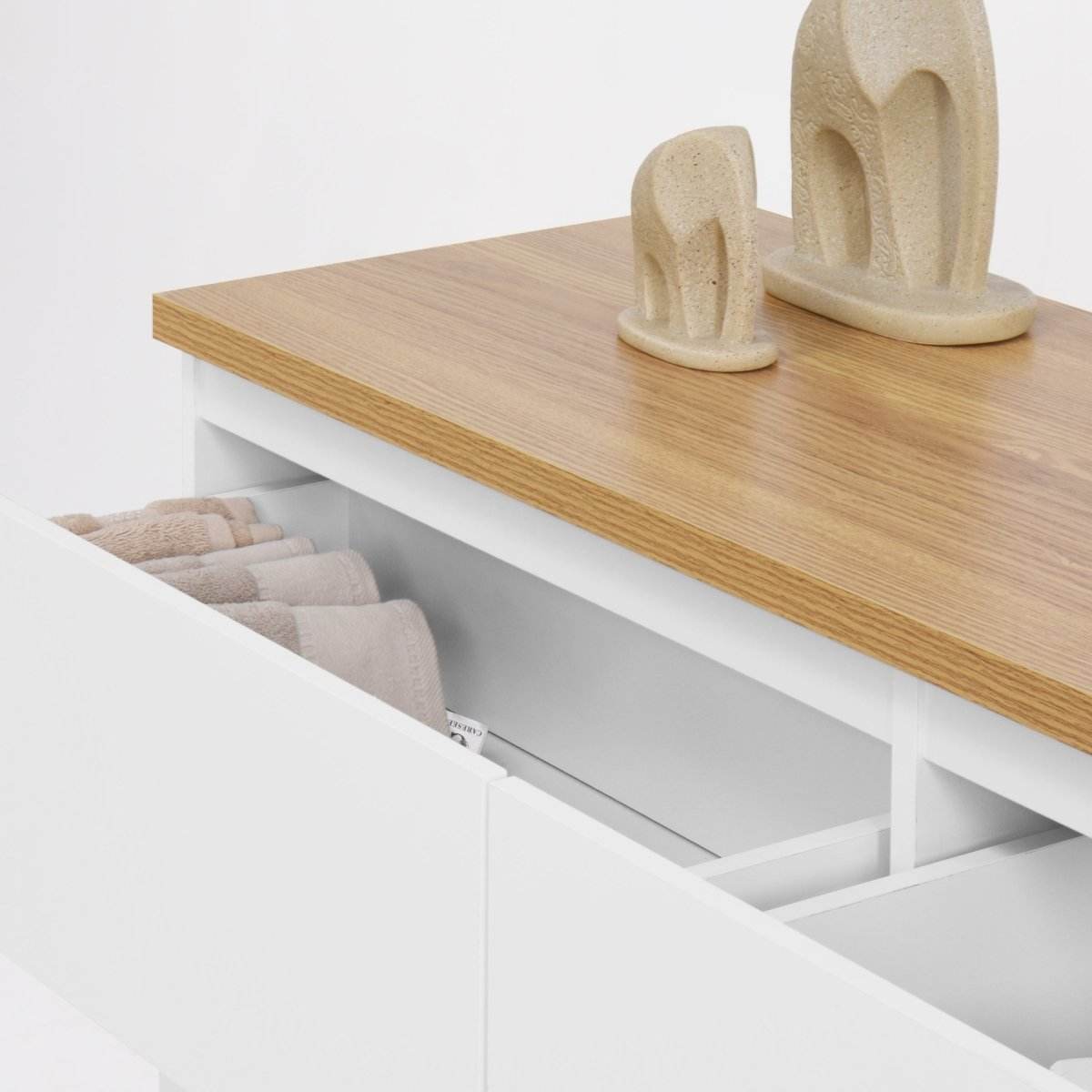 6-Drawer White Particle Board Storage Dresser Cabinet - Sleep Galleria