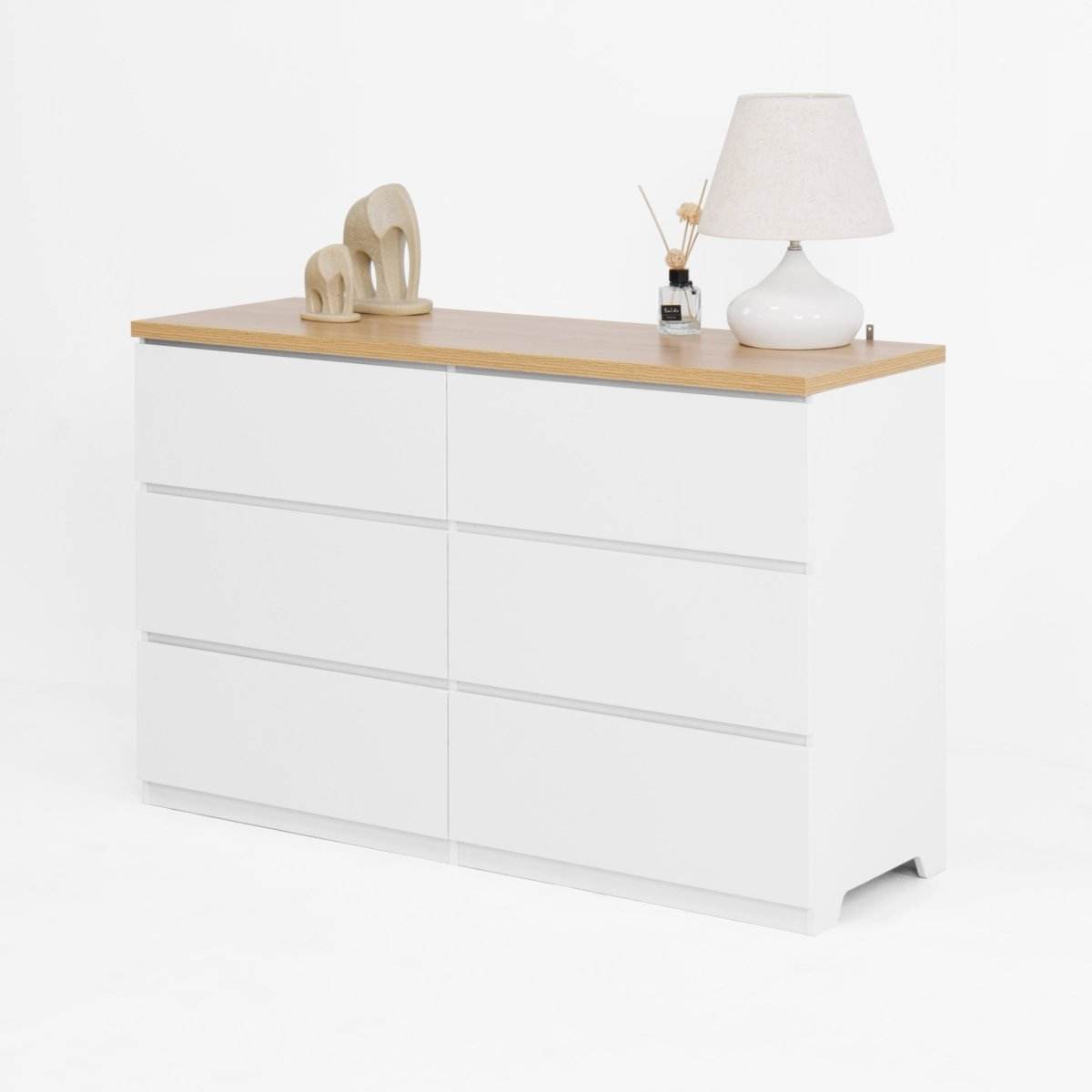 6-Drawer White Particle Board Storage Dresser Cabinet - Sleep Galleria