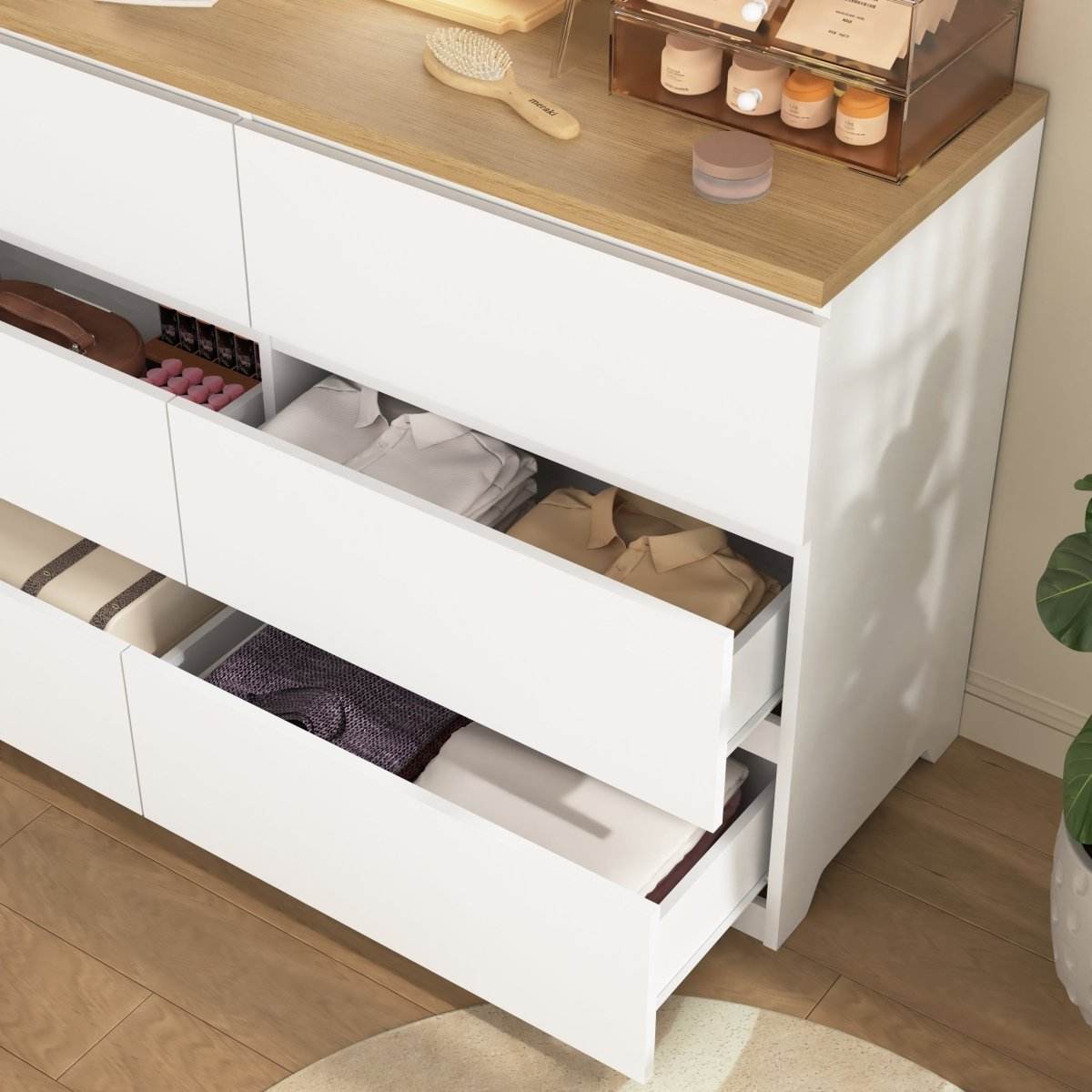 6-Drawer White Particle Board Storage Dresser Cabinet - Sleep Galleria