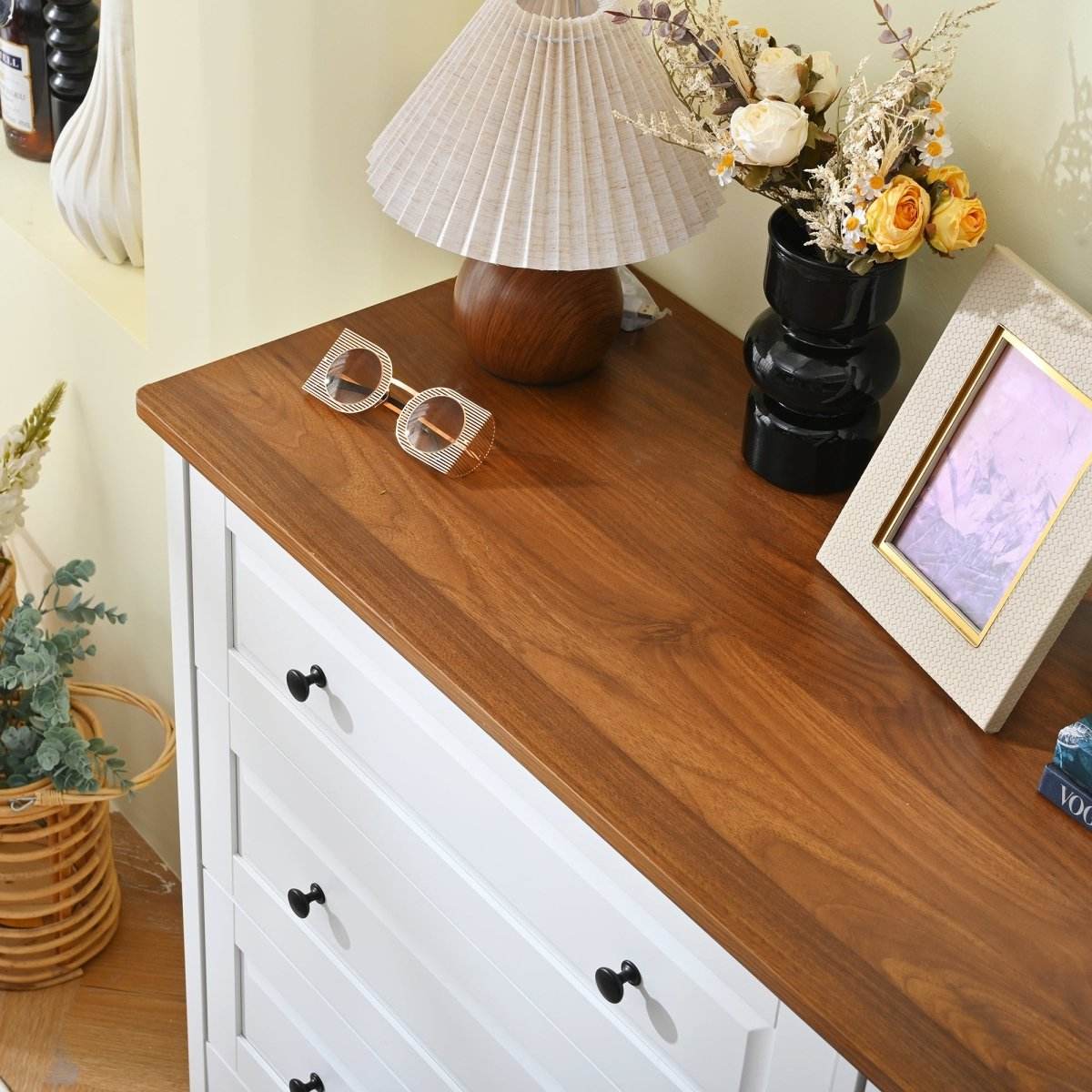 6-Drawer White Wood Bedroom Dresser With Metal Handles - Sleep Galleria