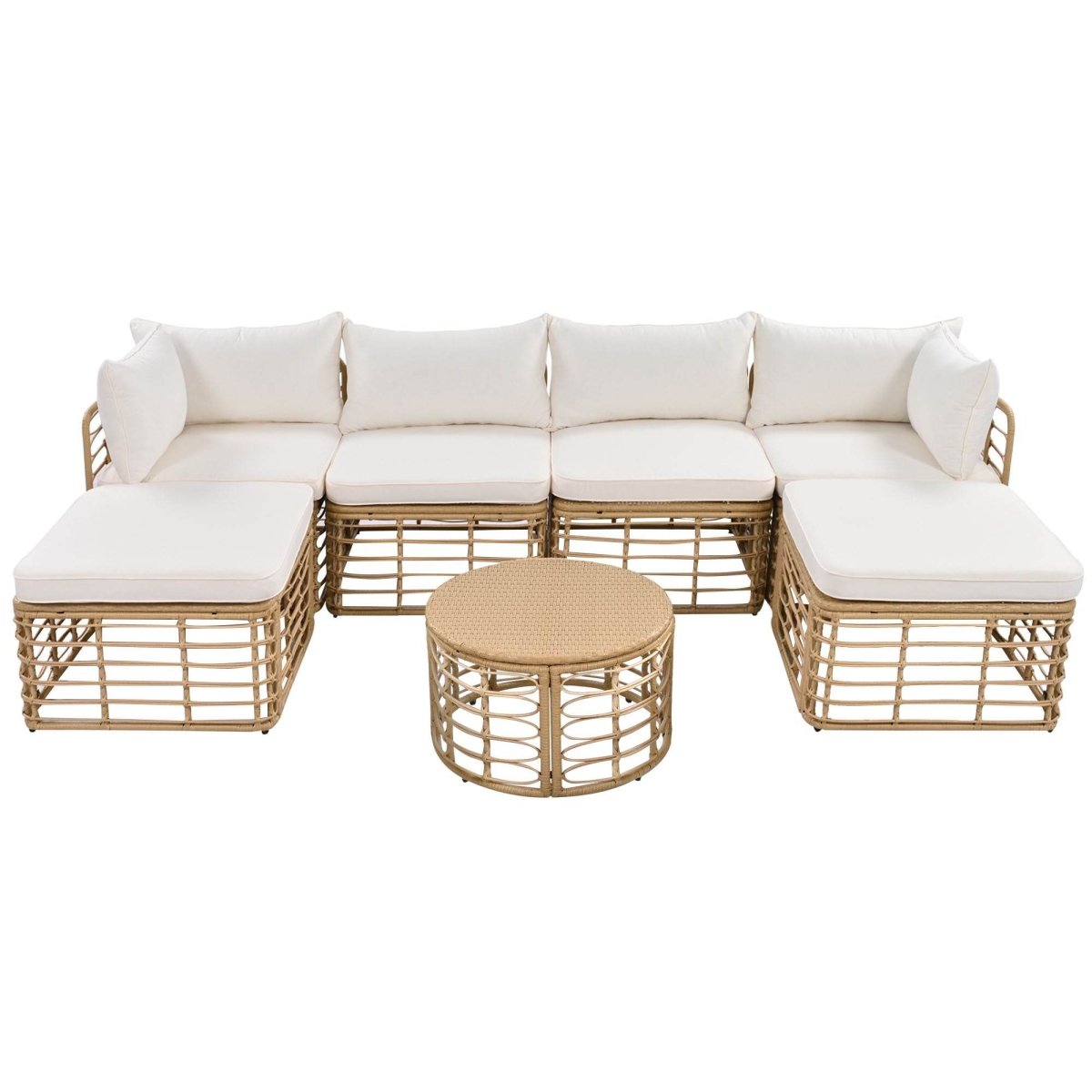7-Piece All-Weather Wicker Outdoor Patio Sofa Set - Sleep Galleria